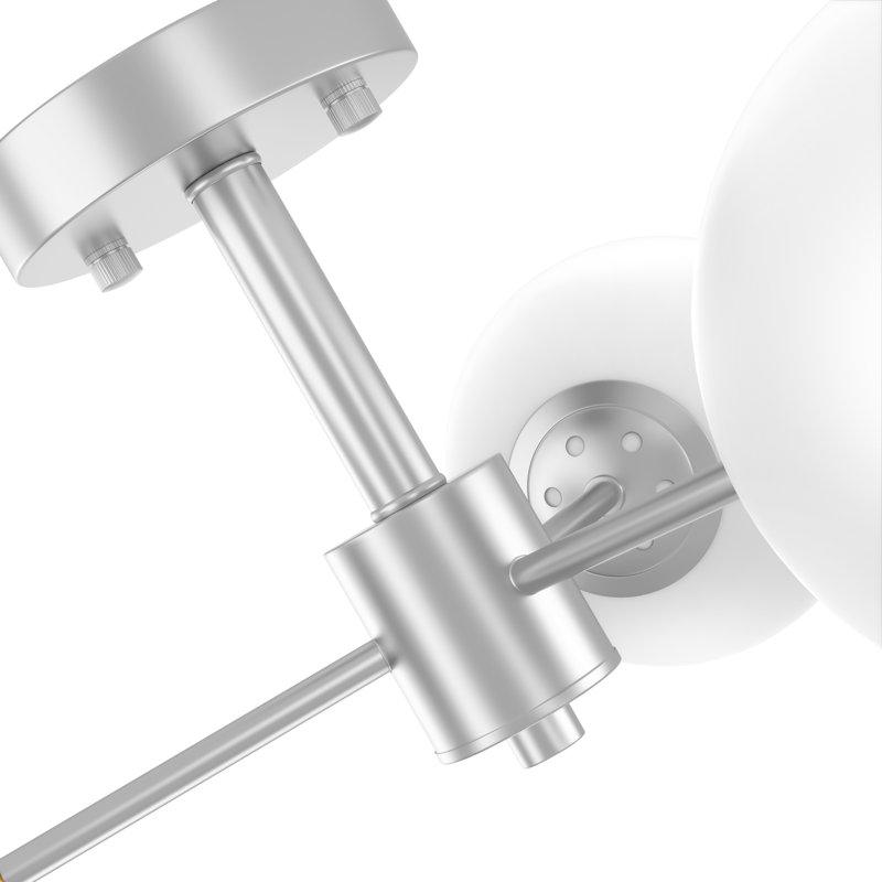 Phylliss 21'' 3- Lights Brushed Nickel Modern Iron Glass Globe Semi Flush Mount Lighting for Living Room/Bedroom