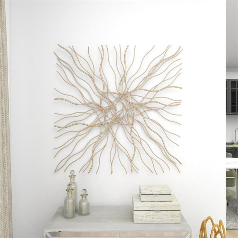 Abstract Copper and Gold Iron Wall Sculpture