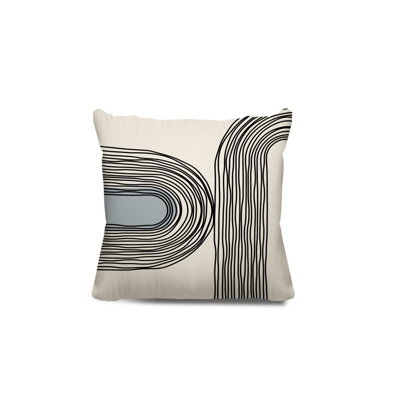 Coussin décoratif réversible intérieur / extérieur Cassie, Gris / Crème / Noir, H 15 po x l 15 po