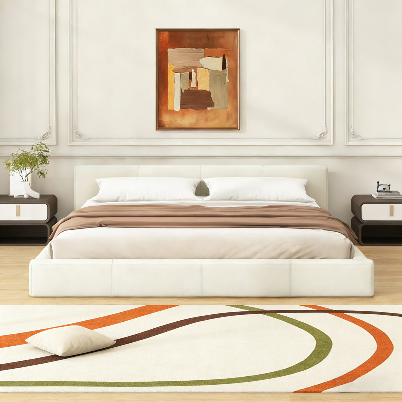 Lit rembourré beige élégant - choix de chambre idéal, Beige