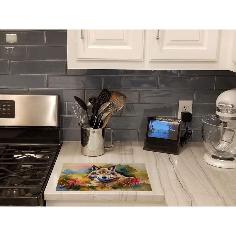 Wolves Wolf  Glass Cutting Board Large
