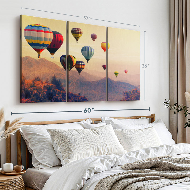 " Sunset Hot Air Balloons " on, 36" H x 57" W