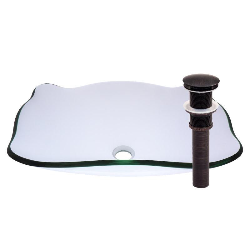 Novatto 15'' Clear Glass Oval Bathroom Sink, Clear, Oil Rubbed Bronze