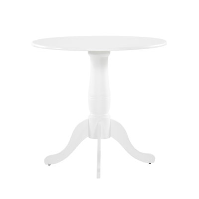 Table ronde Casual en bois, blanc, 4 sièges, base piédestal pour la salle à manger, base blanche, sièges