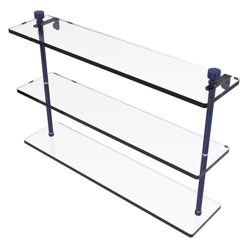 Ballenas 3 Piece Tiered Shelf, Mediterranean Blue, 15" H x 22" W x 5" D