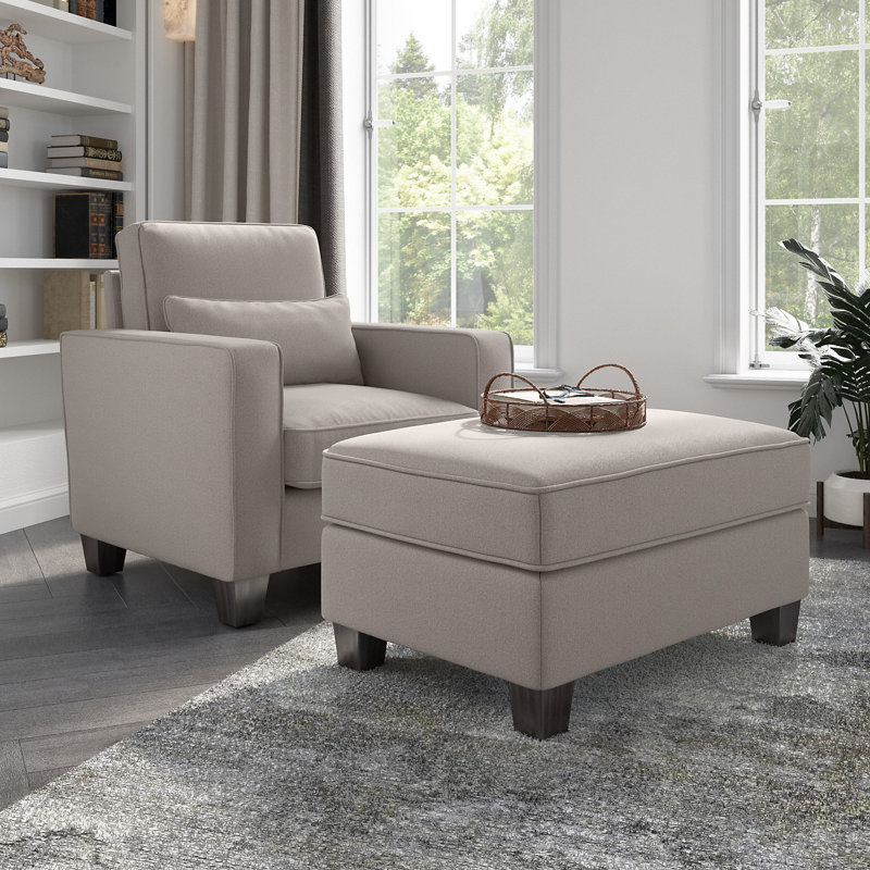 Aquadale Upholstered Armchair with Ottoman, Beige