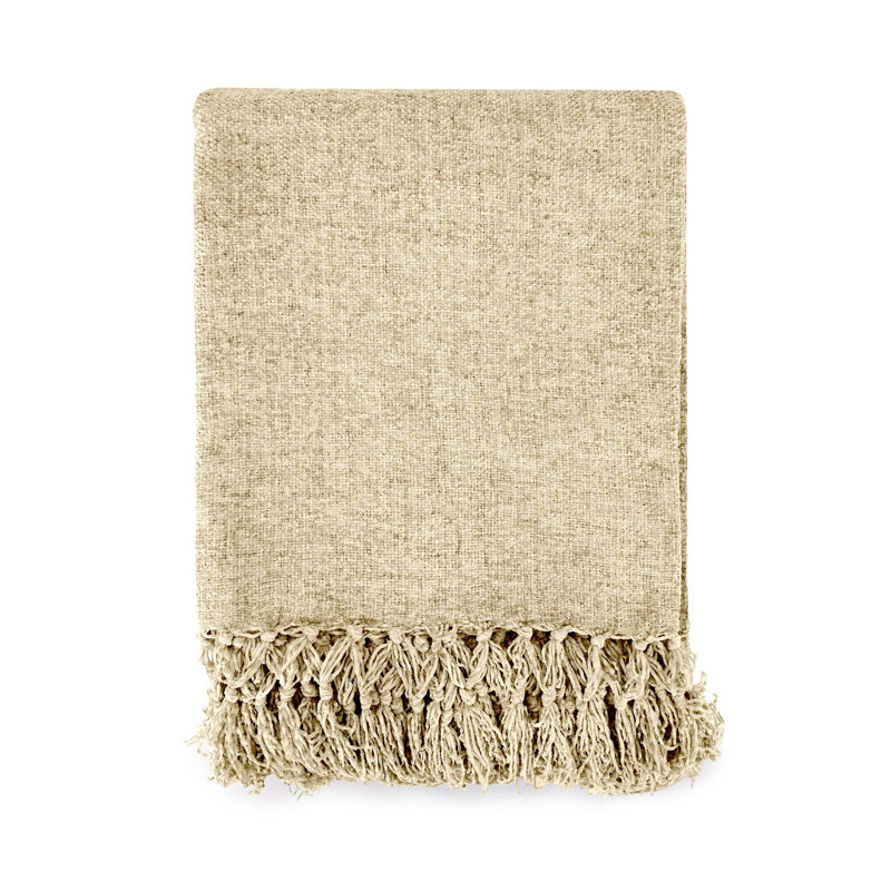  Darcy Tassel Blanket/Throw For Sofa Chair Bed Charcoal, Beige, 150cm x 130cm 