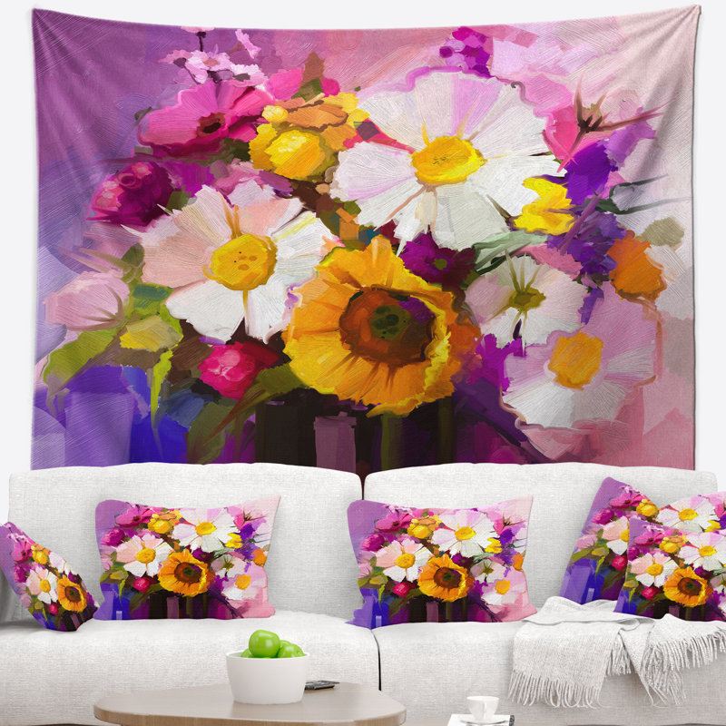 Tapisserie floral en polyester avec accessoires suspendus inclus, H 32 po x l 39 po