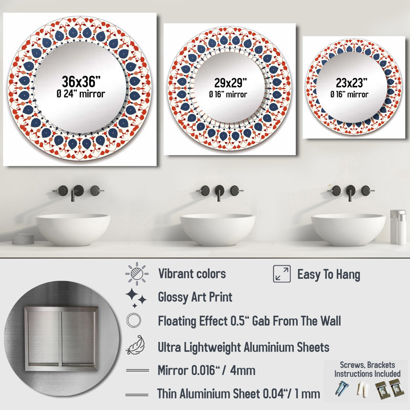 Art mural en miroir pour salle de bain, 23 po x 23 po