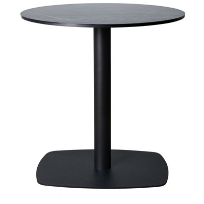 Table de salle à manger ronde en panneau de fibres à densité moyenne avec base carrée en acier inoxydable pour 2 à 3 personnes, table de salle à manger pour la cuisine