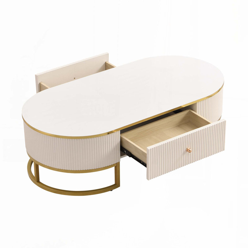 Oval Coffee Table with Drawers