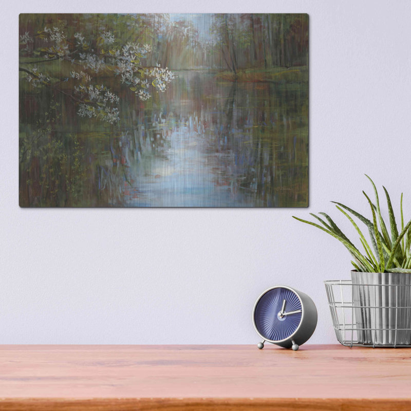 «Spring Reflection» par Carol Rowan, art mural en métal, H 12 po x l 16 po