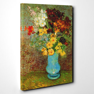 Vase with Daisies and Anemones by Vincent Van Gogh - Wrapped Canvas - Framed Print
