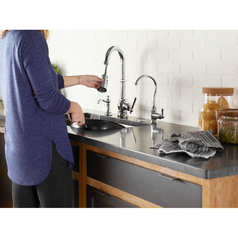 Peterson One-Handle Pull Down Single Handle Kitchen Faucet with Power Boost, Chrome