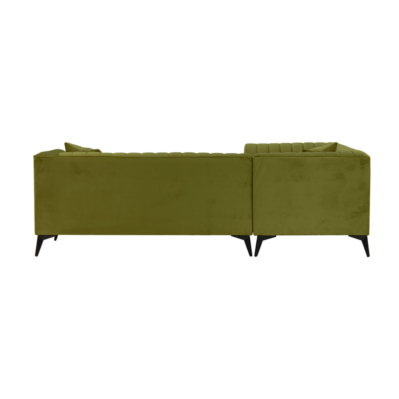 Adryen 5 Seater Velvet Corner Sofa , Left Hand Facing, Dark Green