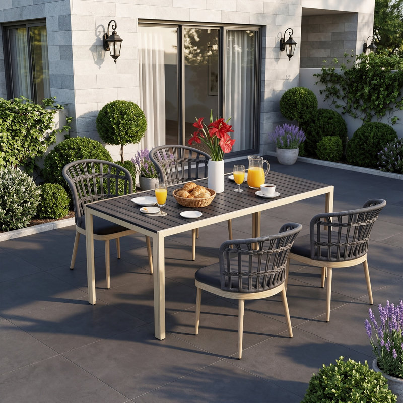 Ensemble repas extérieur pour 4 personnes avec coussins 4 personnes