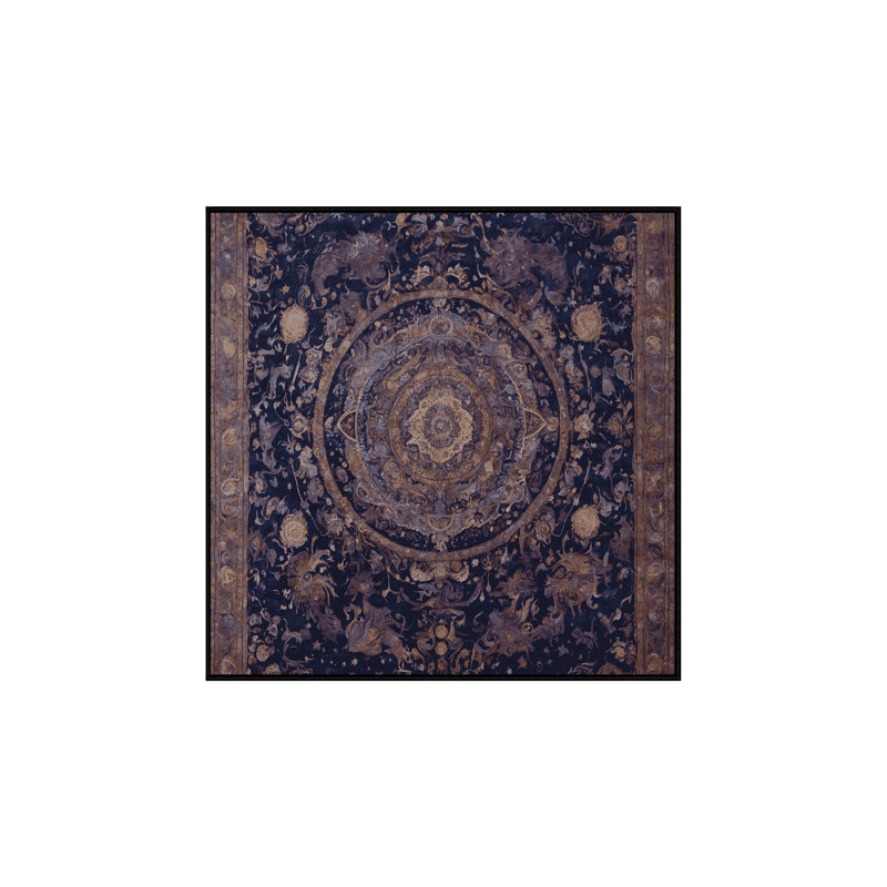 Machine Washable Black Area Rug, Square 7'