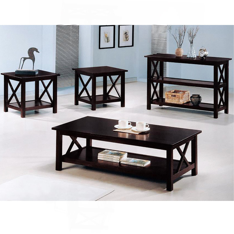 Ensemble de table basse 3 pièces Merlot foncé