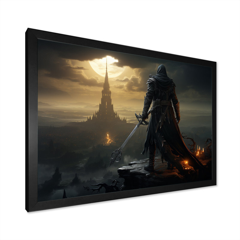 «Watchful Villian II» sur toile, Cadre simple noir, H 30 po x l 40 po x P 1,5 po