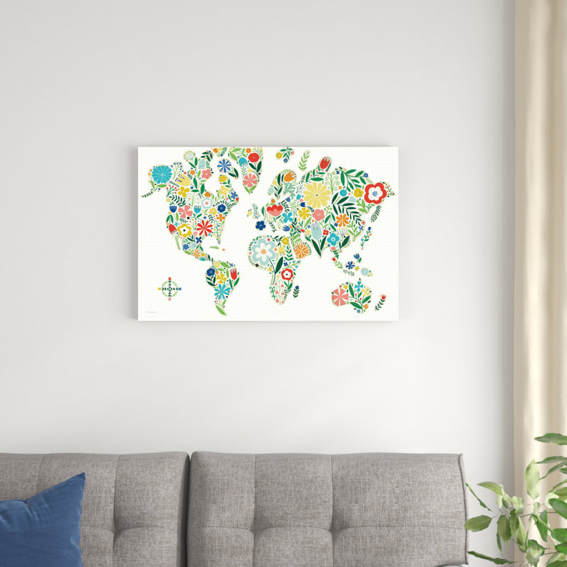Monde floral blanc, H 20 po x l 30 po