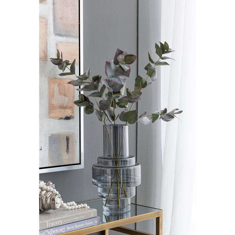 Vase décoratif géométrique bleu lustré et transparent
