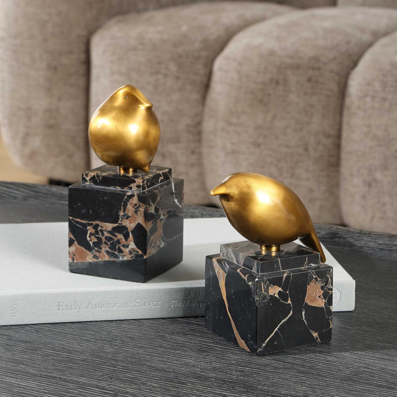 Figurines de pinson doré Uttermost