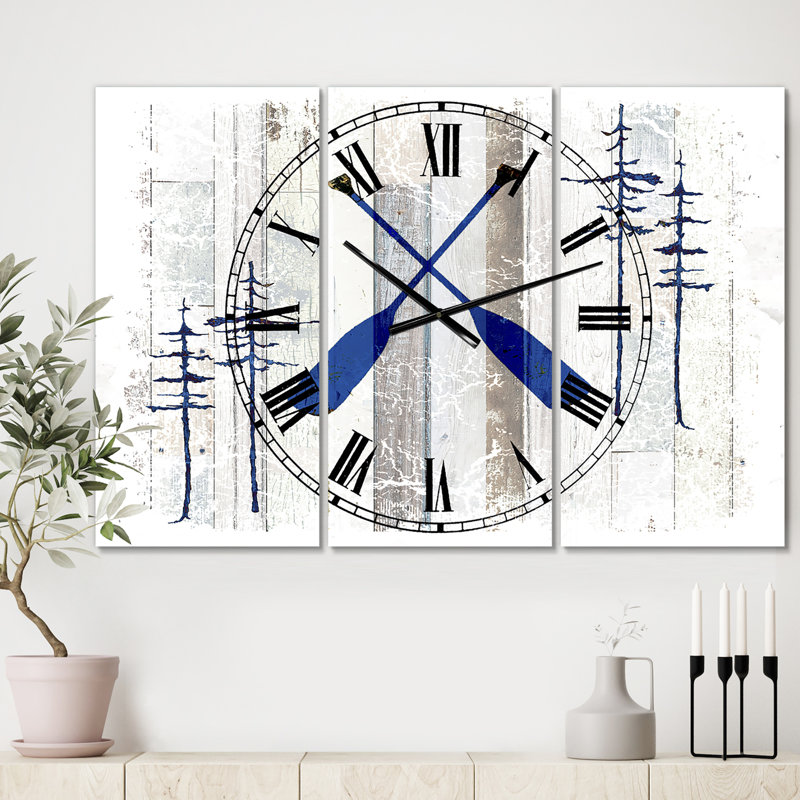 Horloge murale surdimensionnée 3 panneaux The Blue Moose - Oars