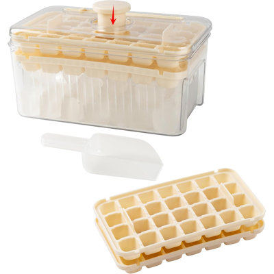 Ice Cube Tray With Lid And Bin, Mini Ice Cube Trays For Freezer, 2Pack Ice Cube Mold With Ice Scoop -  Rebrilliant, 3A202CE69B0E4B6CA3434C051CCE369E