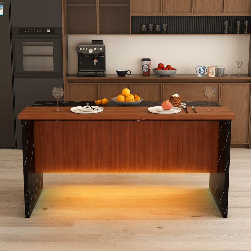 Îlot de cuisine avec lumières DEL, Black