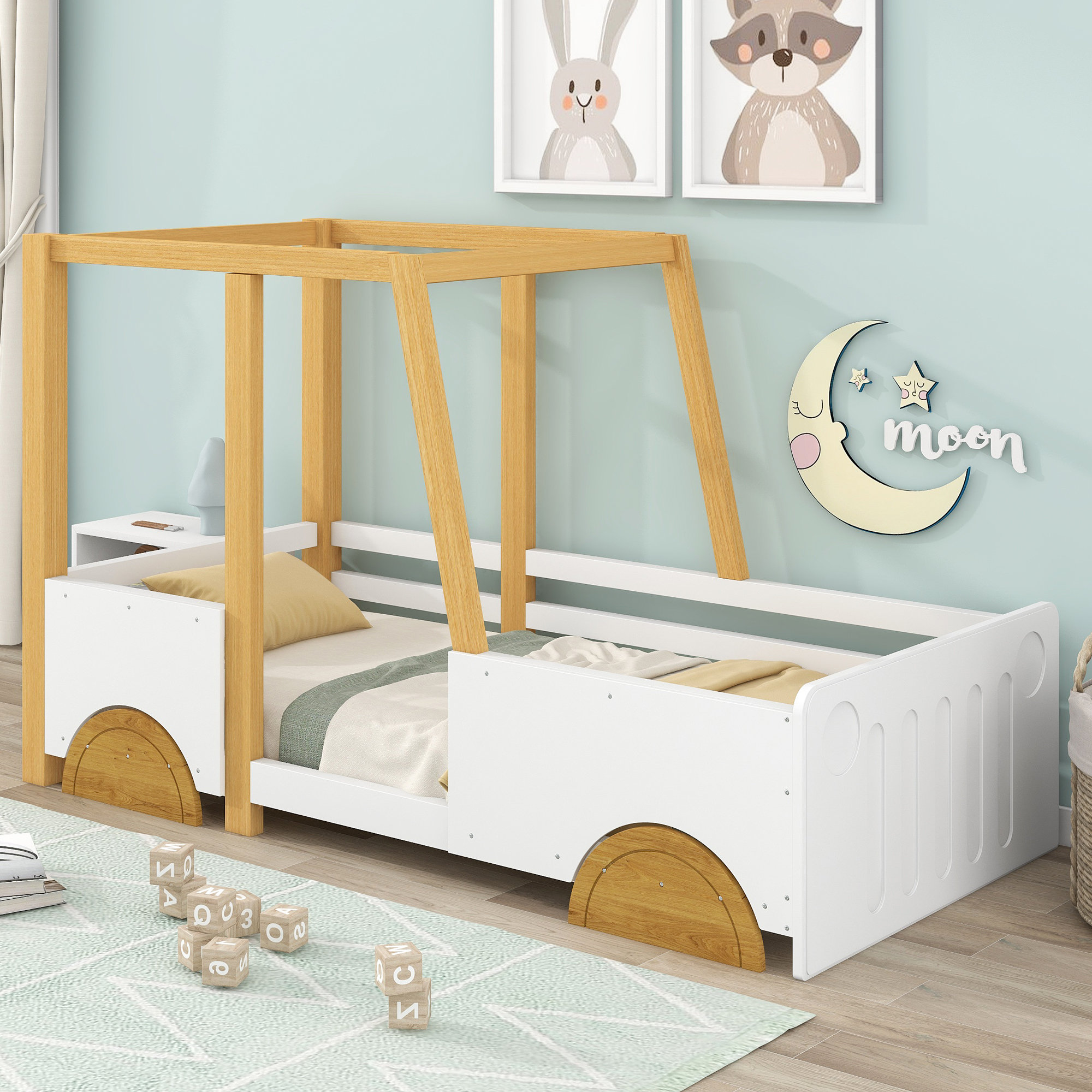 Ebern Designs Car-Shaped Bed Frame With Guardrails | Wayfair.co.uk