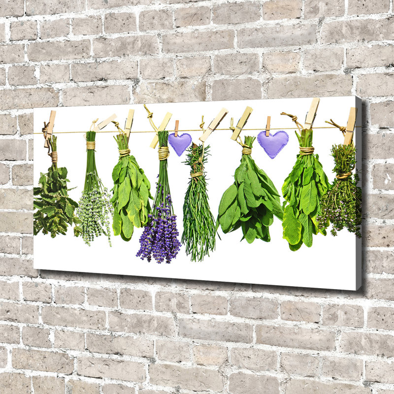Herbs On A String - No Frame Print, Canvas, 70cm H x 140cm W x 2cm D