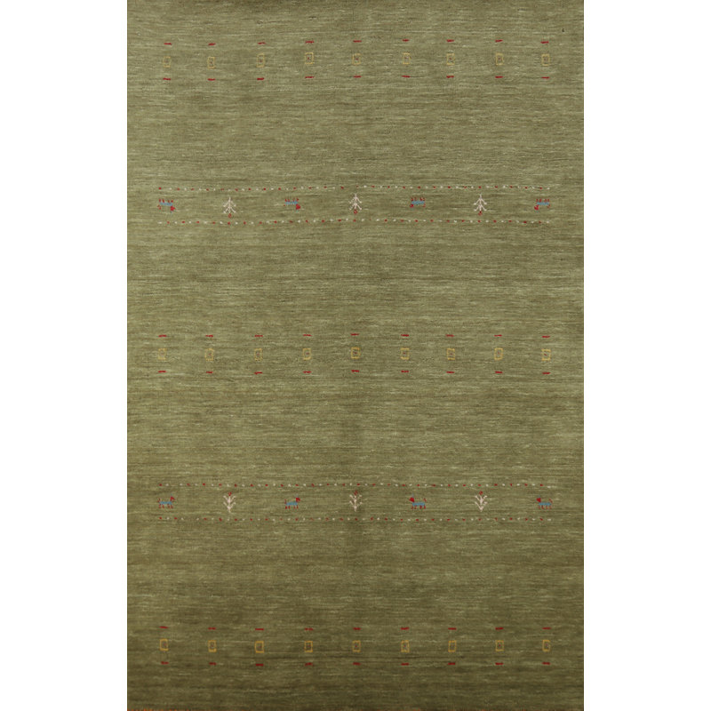 Tapis vert style tribal vert Gabbeh 5 x 8