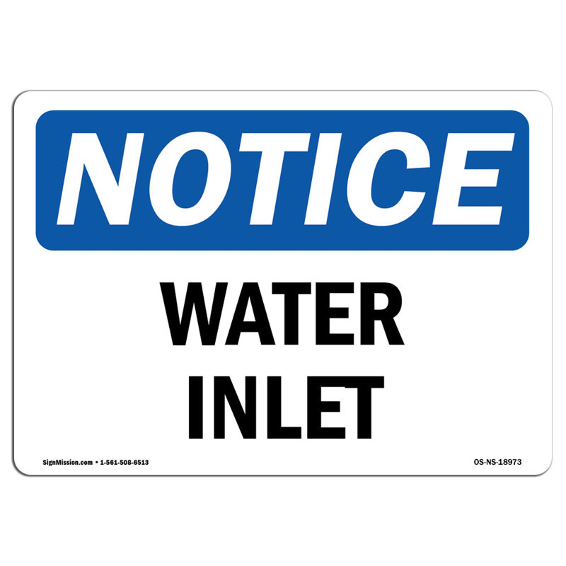 Water Inlet Aluminum Sign 18 x 24