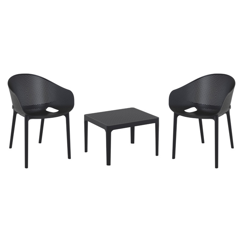 Farrah Sky Armchair 2 Person Seating Set, Black