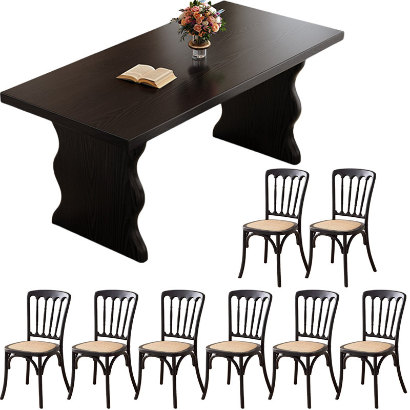 Ensemble de salle à manger Black Wood, 29.9"H x 70.9"L x 30.7"W