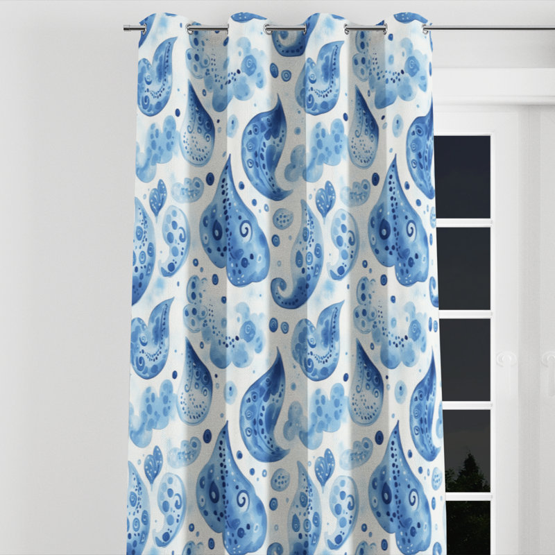 Rideaux occultant Boho - Rideau contemporain à œillets Boho Azaryia - 1 panneau, L 52 po x L 95 po, Œillets argentés