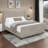 High Headboard Corduroy Upholstered Bed Frame with Vertical Stripe Wingback and High Footboard No Box Spring Needed-2040588227-2040588224