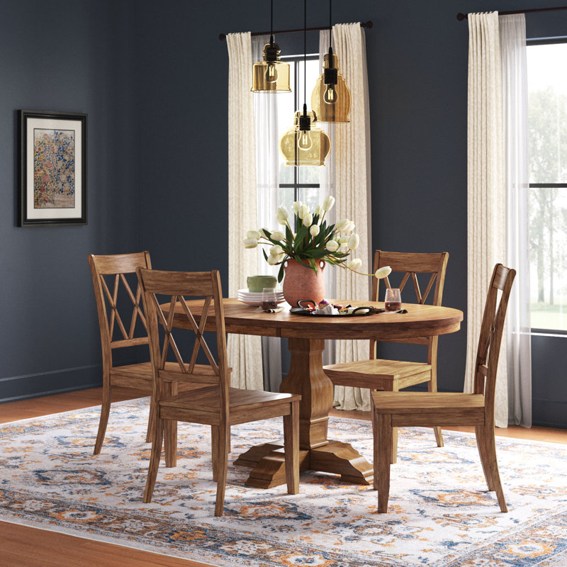 Sloan 4-Person Rubberwood Dining Set, Oak