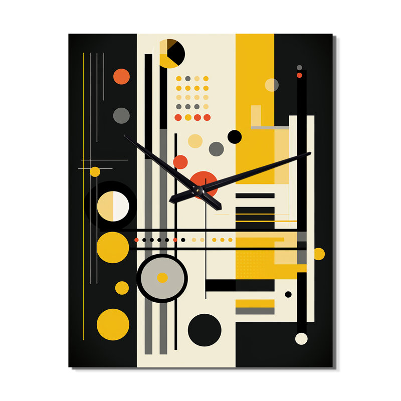 Paradise Of Sound Retro Abstract Yellow - I - Très grandes horloges murales géométriques modernes, H 32 po x l 24 po x P 1 po