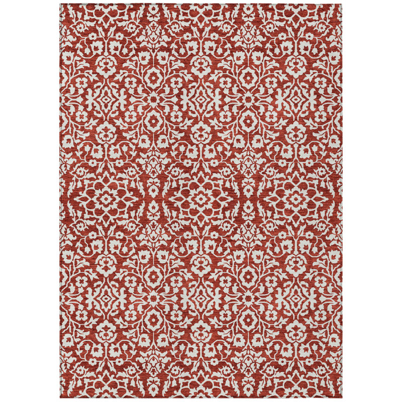 Tapis damassé intérieur rouge 8 pi x 10 pi
