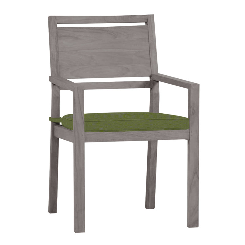 Avondale Patio Dining Armchair with Cushions, Welt, Oyster Teak, Linen Forest