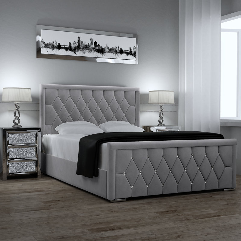 Chenault Upholstered Bed, Double (4'6), Charcoal