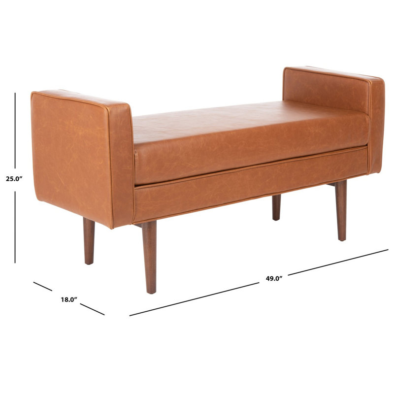 Borden Faux Leather Upholstered Bench, Light Brown
