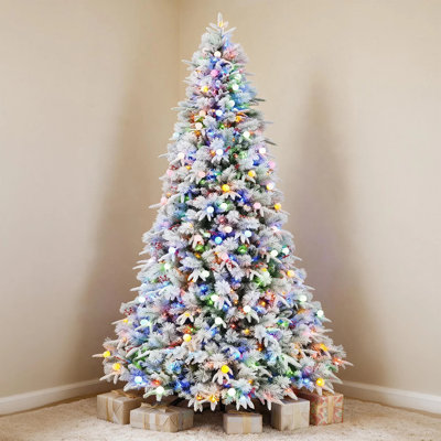 Arbre de Noël artificiel 7,5 pi avec 450 lumières DEL multicolores, 10 modes et 1608 pointes