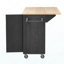 Îlot de cuisine cannelé de 51 po avec abattant, îlot de cuisine Farmhouse sur roulettes avec support de rangement interne, chariot de cuisine roulant avec porte-serviettes pour la cuisine, la salle à manger, le frêne noir-559067876