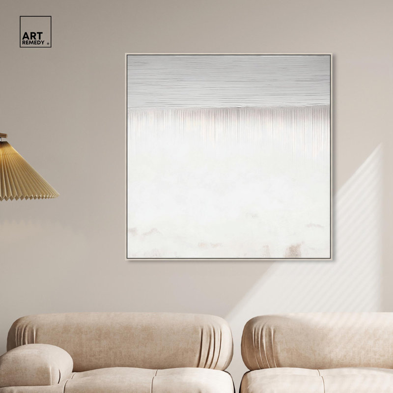 Subtle Transitions Canvas Minimalist Abstract by Art Remedy, 41" H x 41" W x 2" D, Silver Floater Framed