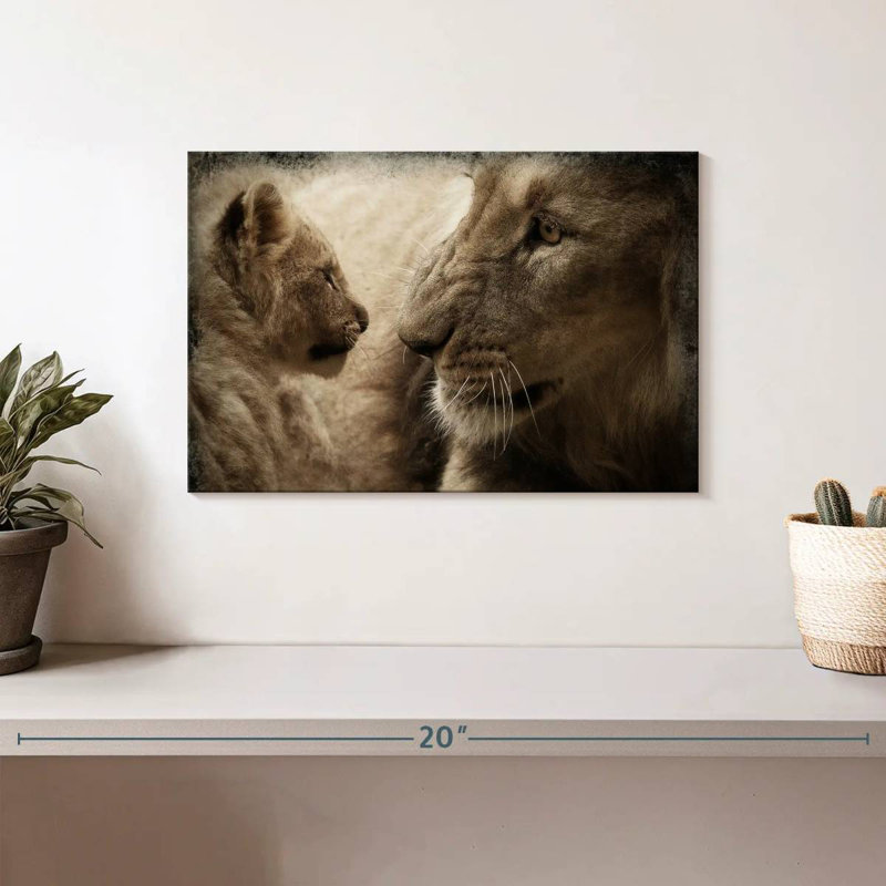 Lion And His Cub, 8" H x 12" W