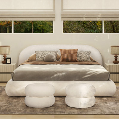 Berteal Puffy Grounded Upholstered Platform Bed, Polyester Blend