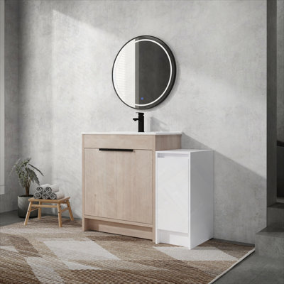 Meuble-lavabo autoportant avec lavabo en céramique