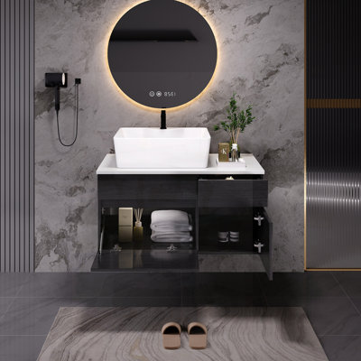 Meuble-lavabo compact compact avec lavabo, parfait pour les petits espaces et le design moderne